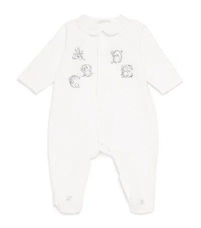 Tartine Et Chocolat Kids' Velvet Embroidered Alphabet All-in-one In White