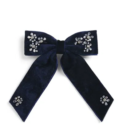 Tartine Et Chocolat Velvet Rhinestone Hair Clip In Navy
