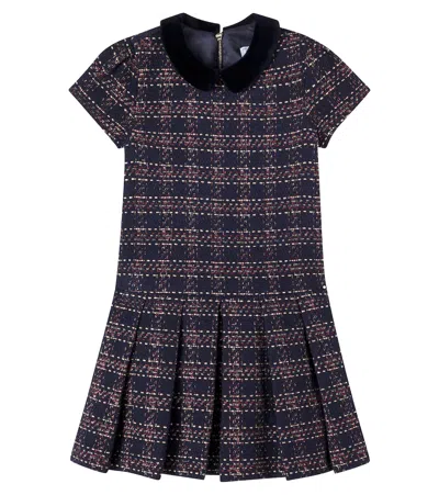 Tartine Et Chocolat Kids' Velvet-trimmed Tweed Dress In Multi