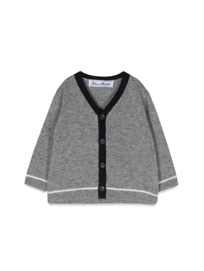 Tartine Et Chocolat Babies' V-neck Cashmere Cardigan In Grey