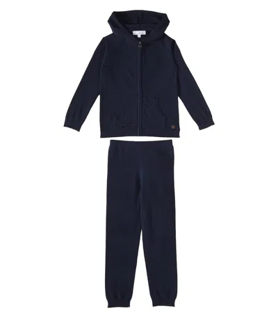 Tartine Et Chocolat Kids' Wool And Cashmere Hoodie And Sweatpants Set In Blau