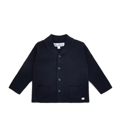 Tartine Et Chocolat Kids' Wool-blend Button-up Cadigan In Blue