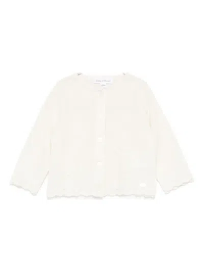 Tartine Et Chocolat Babies' Wool Blend Cardigan In White