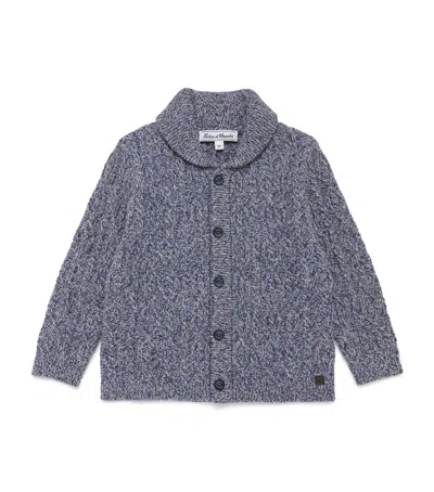 Tartine Et Chocolat Kids' Wool Cable-knit Cardigan In Gray