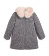 Tartine Et Chocolat Wool Faux Fur-collar Coat In Gray