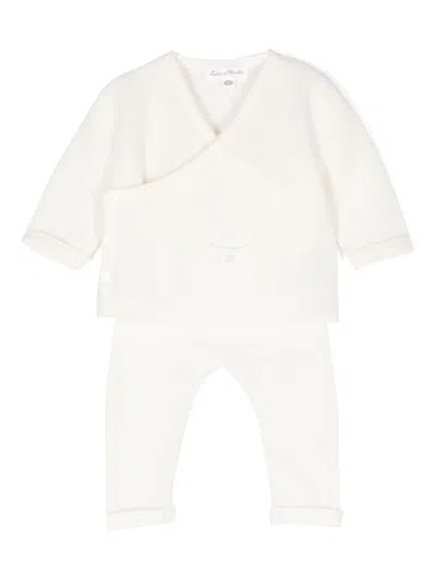 Tartine Et Chocolat Babies' Wool Top And Leggings In White