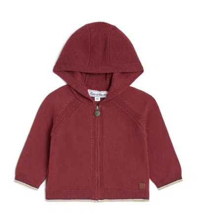 Tartine Et Chocolat Kids'  Wool-blend Knit Hoodie In Brown
