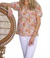 Tarun Fab & Tex Virginia Short Sleeve Top In Paisley In Multi