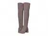 Taryn Rose Catherine Suede Leather Over The Knee Boots In Grey In Purple