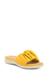 Taryn Rose Pleated Slide Sandal In Yellow