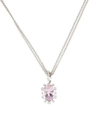 Pre-owned Tasaki 18k Kunzite & Diamond Pendant Necklace, 19.75" In Multi