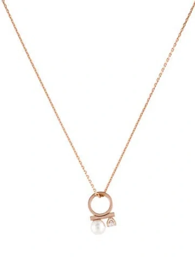 Pre-owned Tasaki 18k Pearl & Diamond Pendant Necklace, 16.5" In Multi