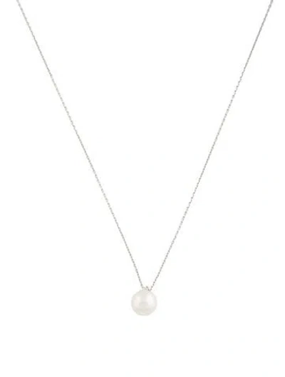 Pre-owned Tasaki 18k Pearl & Diamond Pendant Necklace, 17.75" In Multicolor
