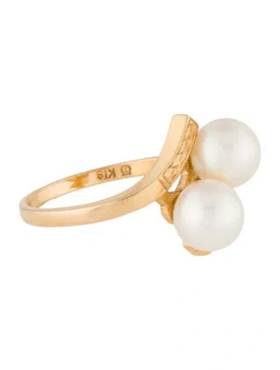Pre-owned Tasaki 18k Pearl Bypass Cocktail Ring In Multi