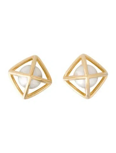 Pre-owned Tasaki 18k Pearl Stud Earrings In Multi