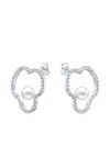 Tasaki 18k White Gold Chants Signature Akoya Pearl And Diamonds Earrings In Metallic