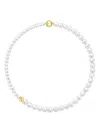Tasaki 18k Yellow Gold Square Leaf Pearl Necklace In White
