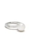 Tasaki 18kt White Gold Akoya Diamond Ring In Silver