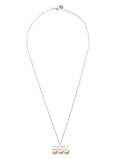 Tasaki 18kt White Gold Collection Line Balance Neo Akoya Pearl Pendant In Silver