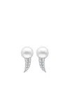 Tasaki 18kt White Gold Collection Line Danger Fang Pearl Earrings In Silver