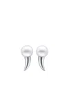 Tasaki 18kt White Gold Collection Line Danger Fang Pearl Earrings In Silver