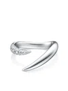 Tasaki 18kt White Gold Collection Line Danger Horn Diamond Ring In Silver
