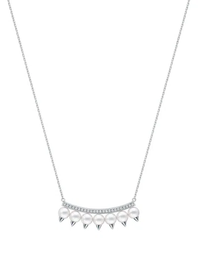 Tasaki 18kt White Gold Collection Line Danger Plus Diamond Pavé Necklace In Silver