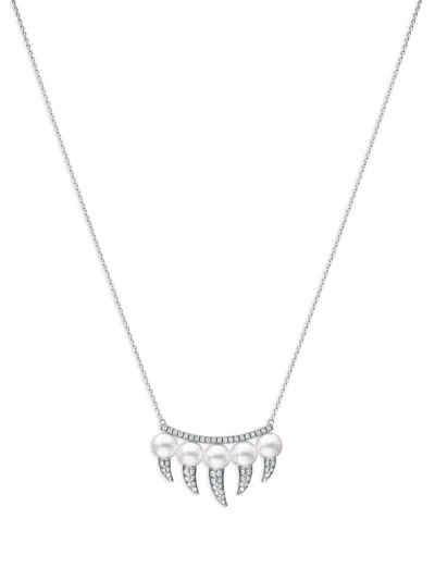 Tasaki 18kt White Gold Danger Fang Pearl And Diamond Necklace In Silver