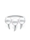 Tasaki 18kt White Gold Collection Line Danger Fang Pearl Ring In Silver