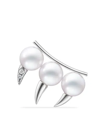 Tasaki 18kt White Gold Danger Fang Pearl Earring In Or_blanc