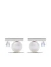 Tasaki 18kt White Gold Diamond Collection Line Petit Balance Class Earrings In Silver