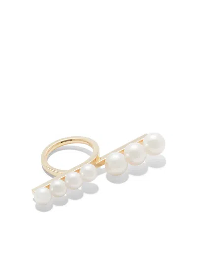 Tasaki 18kt Yellow Gold Collection Line Balance Pearl Loop Ring In White