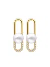 Tasaki 18kt Yellow Gold Collection Line Fine Link Pearl Drop Earrings In Gold
