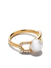 Tasaki 18kt Yellow Gold Collection Line Fine Links Diamond Pearl Ring In Gold