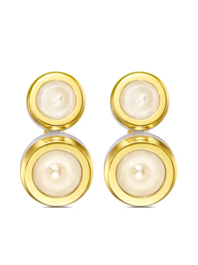 Tasaki 18kt Yellow Gold M/g Sliced Bezel Pearl Stud Earrings