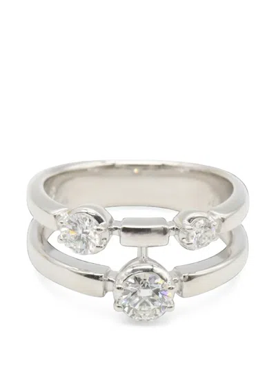 Pre-owned Tasaki 2010s Diamond Double-band Ring In Silver