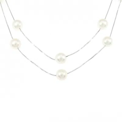 Tasaki Akoya Pearl Au750 White Gold Necklace In Metallic