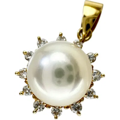 Tasaki Akoya Pearl Diamond Au750 Pendant In Gold