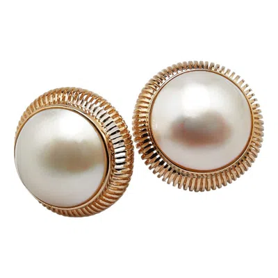 Tasaki Au750 Mabe Pearl Earrings In Gold