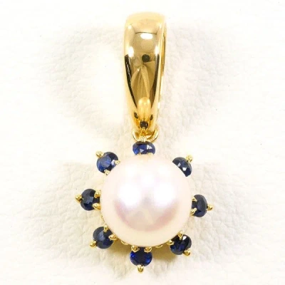 Tasaki Au750 Pearl Sapphire Pendant Top In Gold