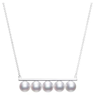 Pre-owned Tasaki Balance Signature Collection 18k White Gold Five-pearl Balance Necklace