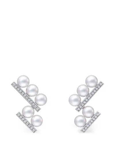 Tasaki Balance Step Neo Pearl And Diamond Earrings In Metallic
