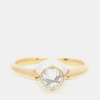 Pre-owned Tasaki Dasaki 18k Yellow Gold Diamond Refined Rebellion Ring Eu 52