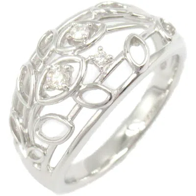 Tasaki Diamond Leaf Design Ring K18wg In Silver