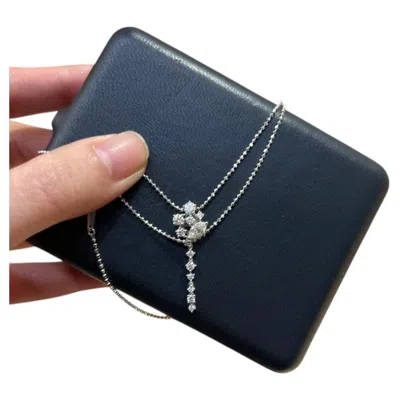 Pre-owned Tasaki Floral Diamond Drop Necklace, Y-shaped Pendant Design In Multi