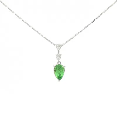 Pre-owned Tasaki Garnet Diamond Au750 Necklace In Green