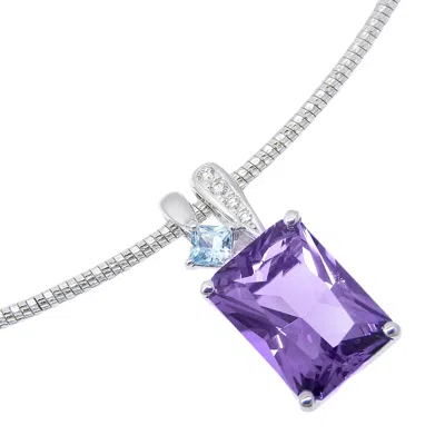 Tasaki K18 White Gold Amethyst Aquamarine Diamond Necklace In Purple