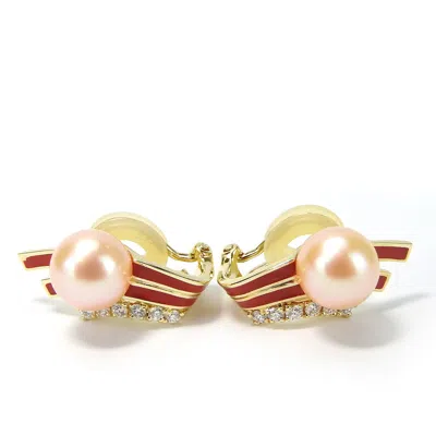 Tasaki K18yg Diamond Earrings Yellow Gold