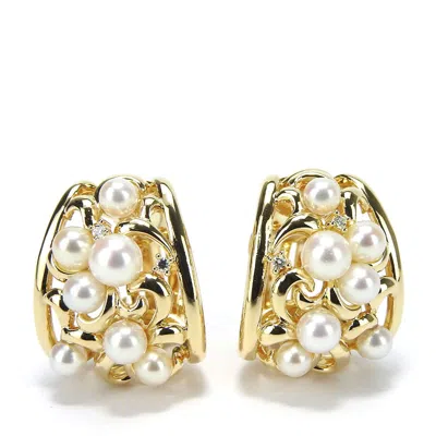 Tasaki K18yg Pearl Diamond Earrings In Gold