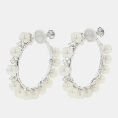 Pre-owned Tasaki Pearl 18k White Gold Earrings